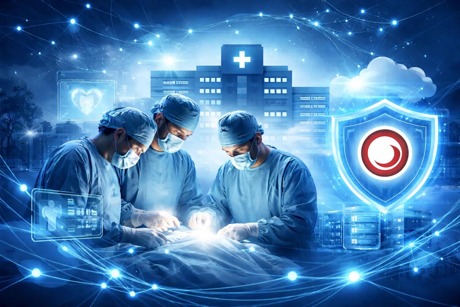 Clinician reviewing a patient-centric healthcare website on a tablet, illustrating a HIPAA-ready Sitecore digital front door